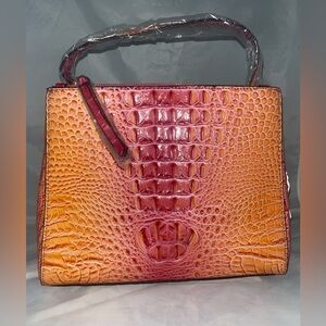 Sunset Luxe Croc-Embossed Top Handle Bag